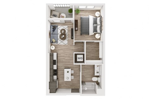 Floor plan for 1 bed, 1 bath, 647 sqft